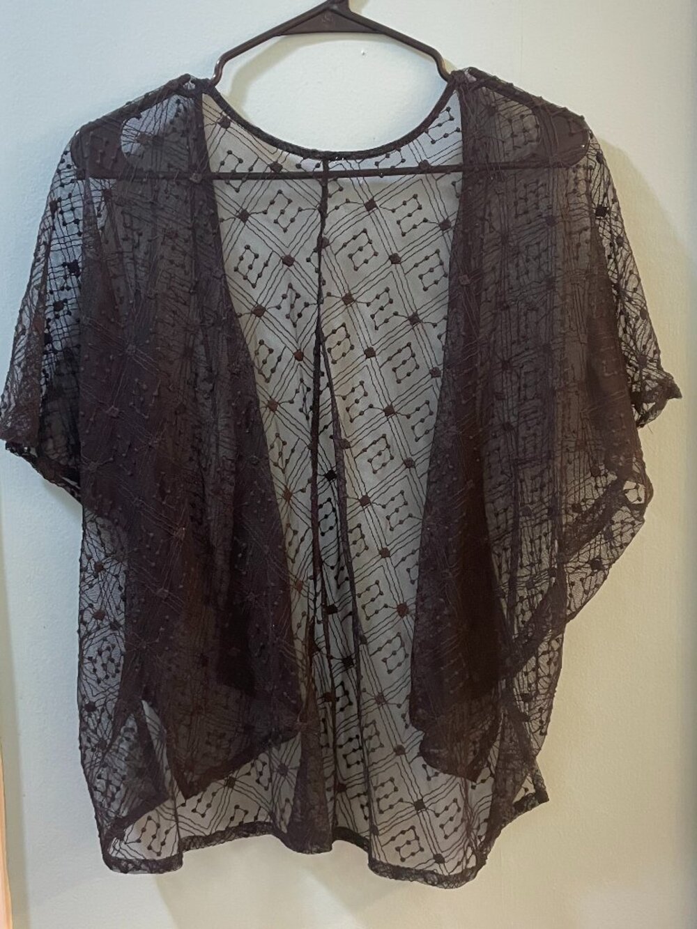 Black Sheer Spider Web Design Jacket, Size 2x